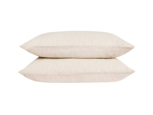 Stripey Slubby Linen Set of 2 Pillowcases - Standard - Raspberry Fool Stripe