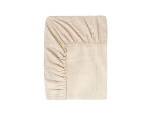 Stripey Slubby Linen Fitted Sheet - Double - Butterscotch Stripe