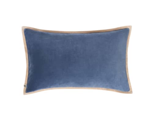 Bordy Edge Velvet Cushion 40 x 66 cm in Blue