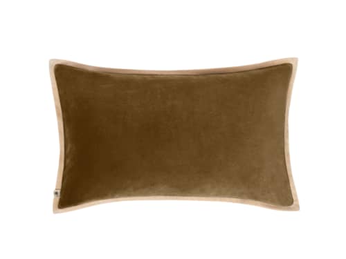 Bordy Edge Velvet Cushion 40 x 66 cm in Olive