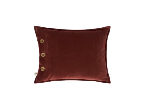 Easy Buttons Velvet Cushion 30 x 40 cm in Brown