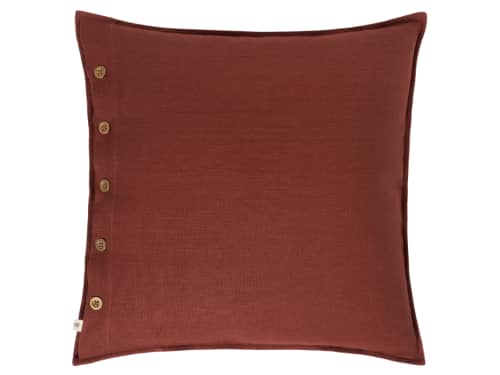 Easy Buttons Linen Cushion  60 x 60 cm in Brown