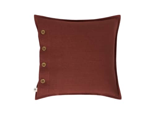 Easy Buttons Linen Cushion - 43 x 43 cm - Brown