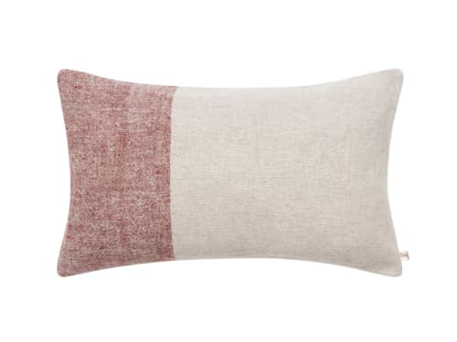 Marley Linen Block Cushion - 40x66 - Conker Clash Brown