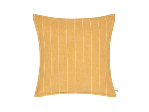 Stripey Stitch Linen Cushion  - 43x43 - Buffed Beeswax Yellow