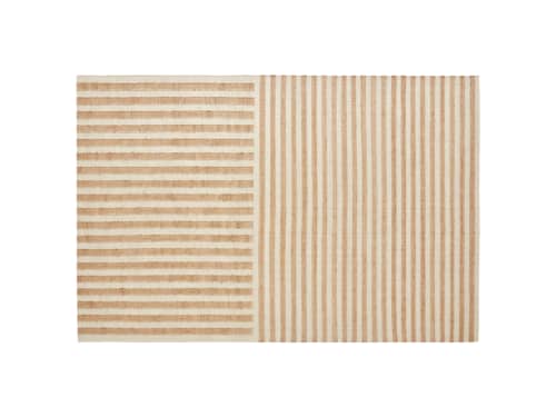 Double Stripey Jute Rug - 300cm x 400cm - Natural and Clotted Cream White