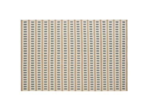 Laddery Wool Rug 140 x 200 cm in Deckchair Blue and Truffle Taupe