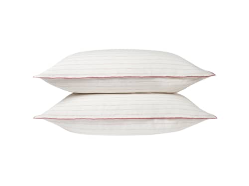 Widey Stripe Lazy Linen Set of 2 Pillowcases - Standard - Raspberry Fool