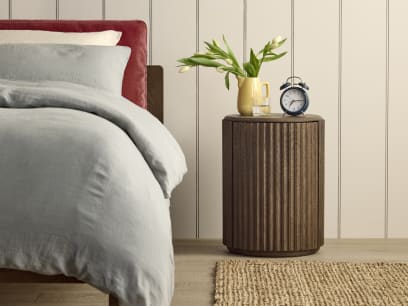 Bobbin Side Table with Wooden Top in Dark Oak