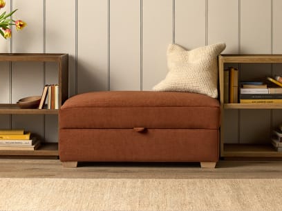 Bumper Footstool in School Satchel Brown Chenille