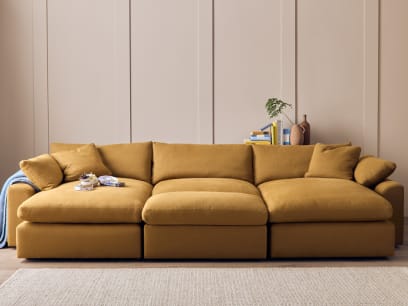 Cuddlemuffin Chaise Movie Sofa in Treacle Tart Yellow Linen