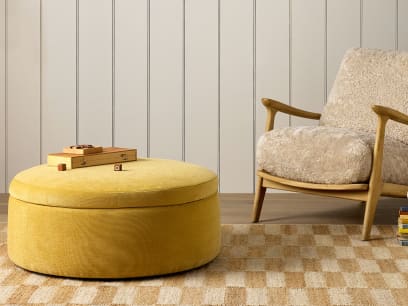 Pot Pie Footstool in Honey Pot Yellow Chenille