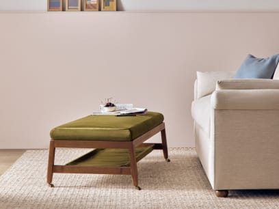 Slingshot Coffee Table in Pressed Olives Green Velvet