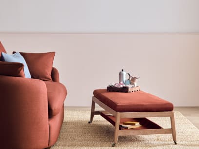 Slingshot Coffee Table in Quince Jam Red Linen