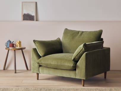 Slow Riser Armchair in Waxed Jacket Green Chenille