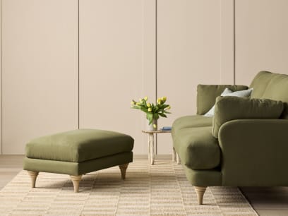 Smithy Footstool in Pressed Olives Green Twill