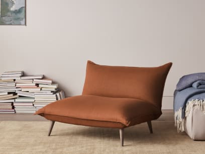 Soft Spot Accent Chair in Broken Pot Orange Linen