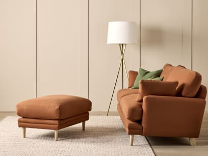 Squisharoo Footstool in Broken Pot Orange Twill