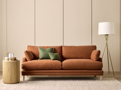 Squisharoo Sofa in Broken Pot Orange Twill