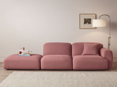 Squishblocks Modular Chaise Longue in Jam Sandwich Pink Linen
