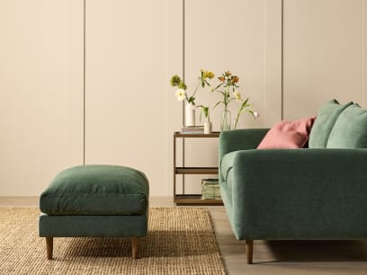 Squishmeister Footstool in Secret Garden Green Chenille