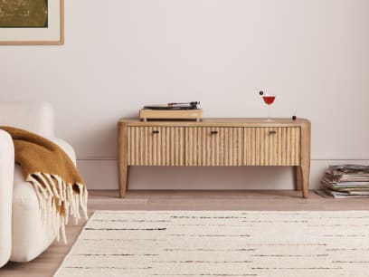 Heyday Media Unit in Whitewashed Oak