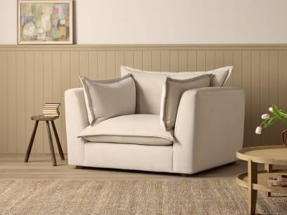 Weekender Love Seat in Egg Box Beige Chenille