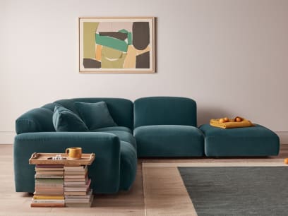 Squishblocks Modular Corner Chaise in Sopping Seagrass Clever Velvet