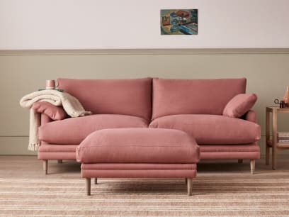 Squisharoo Footstool in Pudding Pink Clever Linen