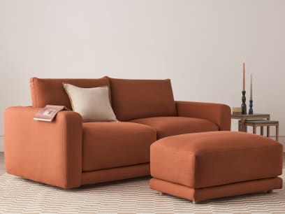 Little Softie Footstool in Marmalade Clever Linen