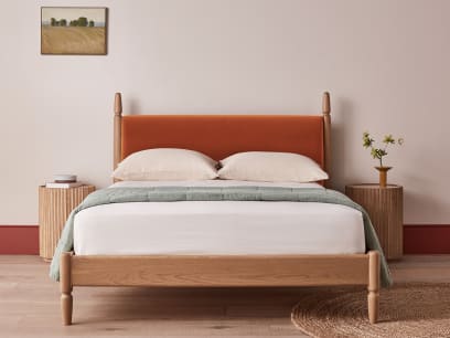 Pippi Bed in Light Oak in Broken Pot Clever Velvet