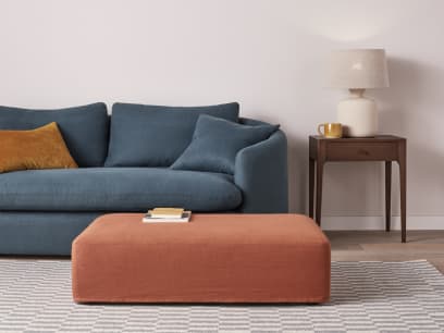Bruges Footstool in Marmalade Clever Linen