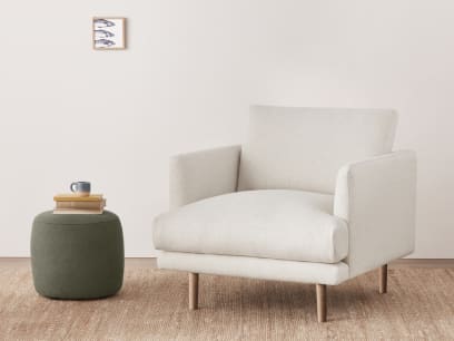Jeffers Armchair in Whipped Cream White Boucle