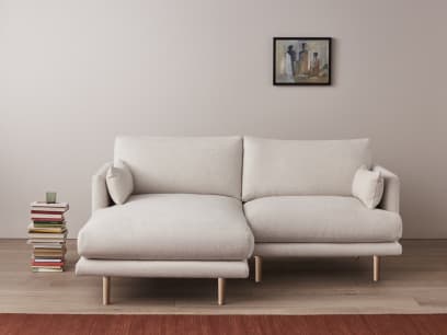 Jeffers Chaise Sofa in Whipped Cream White Boucle