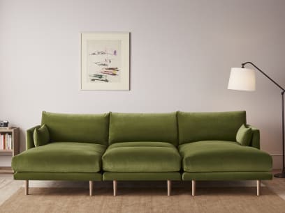 Jeffers Cinema Chaise Sofa in Potted Plant Green Velvet