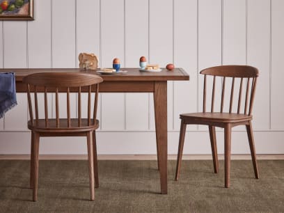 Drummer Pair of Chairs in Dark Oak with the Bread Kitchen Table