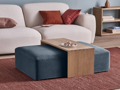 Topsy Coffee Table in Light Oak in Puddle Clever Linen