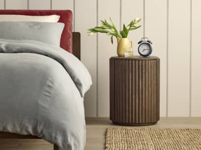 Bobbin Side Table with Wooden Top in Dark Oak