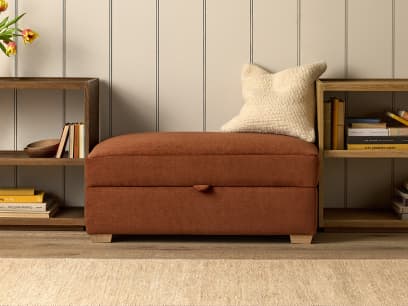 Bumper Footstool in School Satchel Brown Chenille