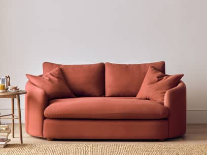 Curvella Sofa in School Satchel Brown Linen