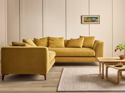 La Dolce Seater Corner Sofa in Treacle Tart Yellow Chenille