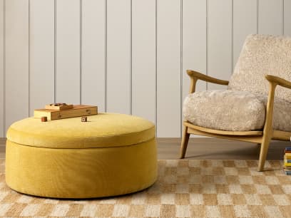 Pot Pie Footstool in Honey Pot Yellow Chenille