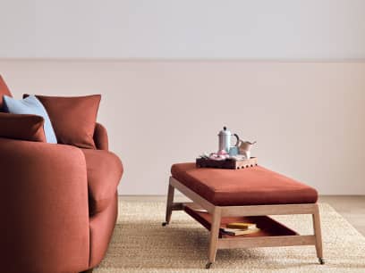 Slingshot Coffee Table in Quince Jam Red Linen