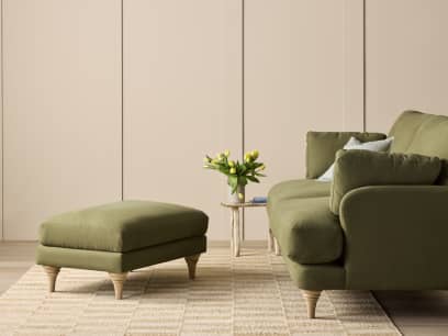 Smithy Footstool in Pressed Olives Green Twill