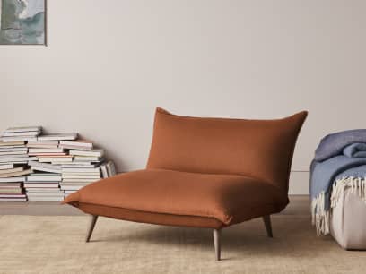 Soft Spot Accent Chair in Broken Pot Orange Linen