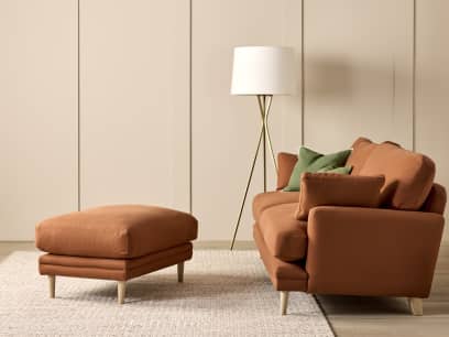 Squisharoo Footstool in Broken Pot Orange Twill