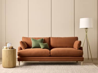 Squisharoo Sofa in Broken Pot Orange Twill