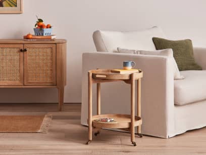 Meals on Wheels Side Table in Whitewashed Oak