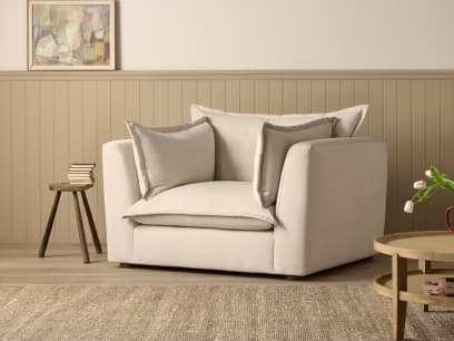 Weekender Love Seat in Egg Box Beige Chenille