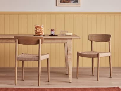 Pair of Butter Kitchen Chairs in Whitewashed Oak